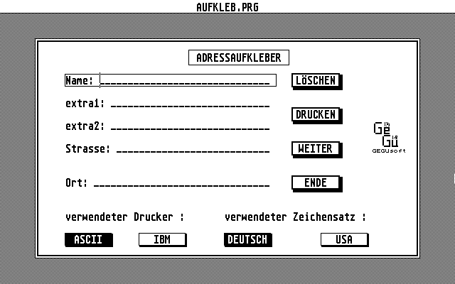 Adressaufkleber (GEGUsoft)