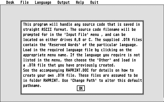 Reserved Word Printer
