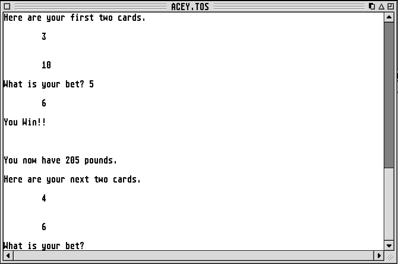 Acey Ducey Card Game