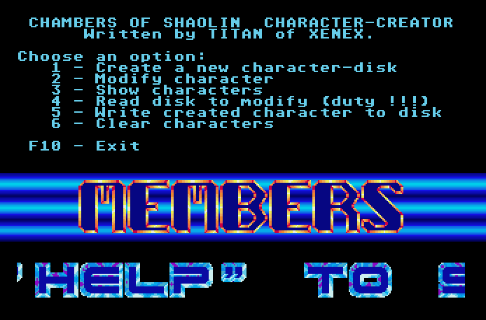 Chambers of Shaolin - Character Creator