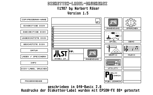 Disketten-Label-Druckerei