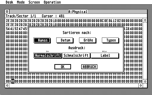 Drucke Disk-Index