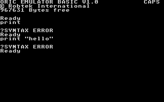 Oric Emulator Basic