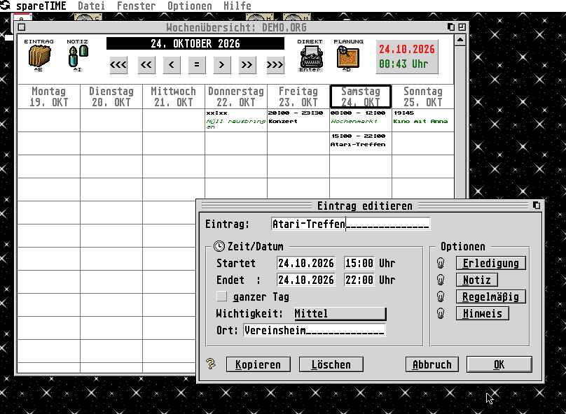 Screenshot spareTIME